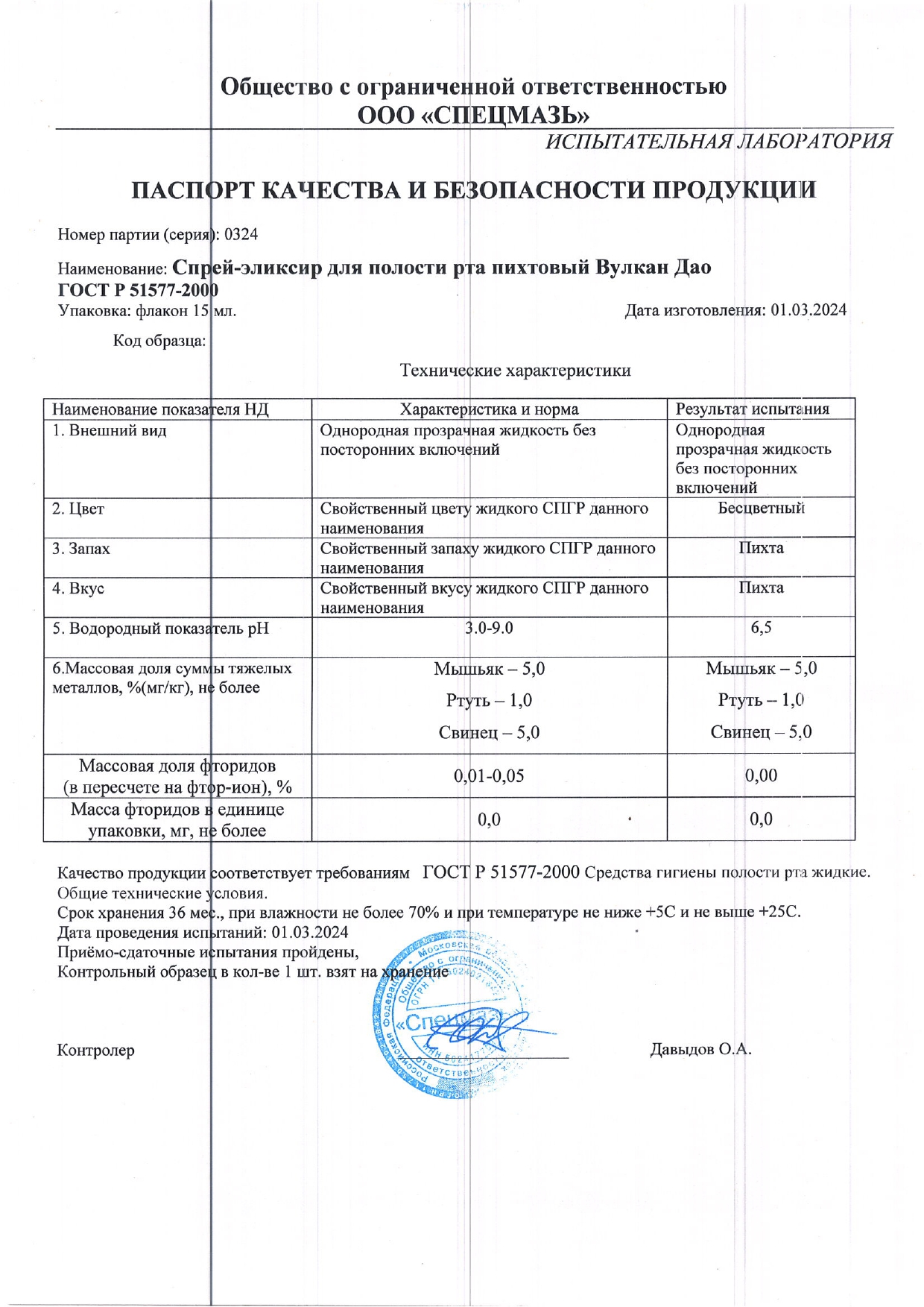 Паспорт №032024